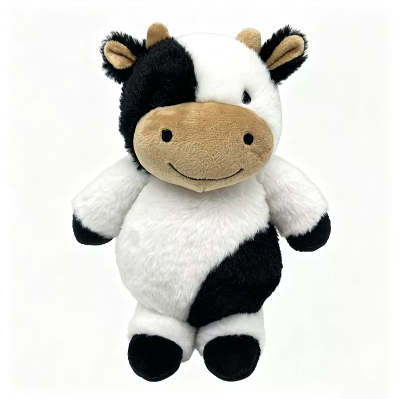Peluche de vache noire et blanche moelleuse Peluche de vache noire et blanche moelleuse