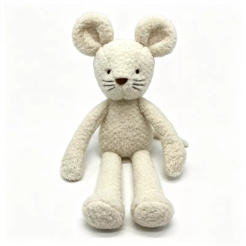 Jouet en peluche rat blanc crémeux à longues pattes