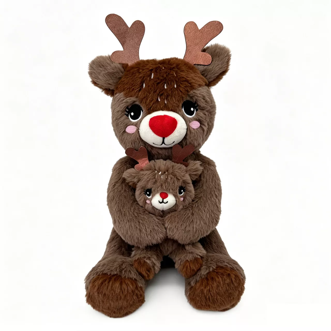 Maman de renne avec bébé en peluche de Noël Maman de renne avec bébé en peluche de Noël